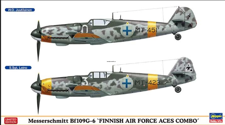 02259 Messerschmitt Bf109G-6 FINNISH AIR FORCE ACES COMBO (Two kits in the box) (HASEGAWA) 1/72