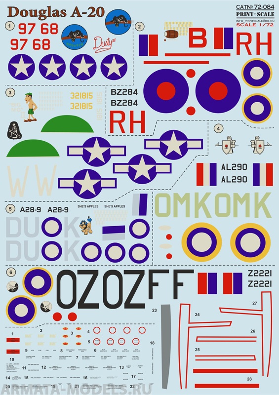 PS72-084 Декаль Douglas A-20 Havok