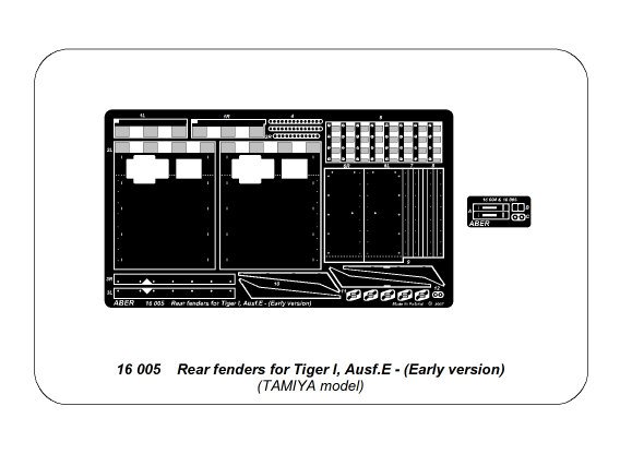 ABR-16-005  Дополнения для  Rear fenders for Tiger I, Ausf.E – (Early version) для Tamiya 1/16