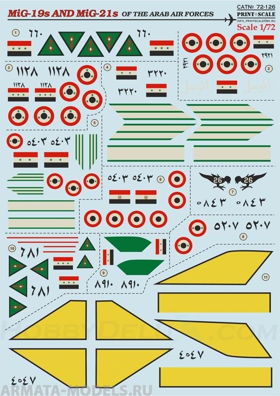 PS72-126 Декаль MiG-19s and MiG-21s of the Arab Air Force