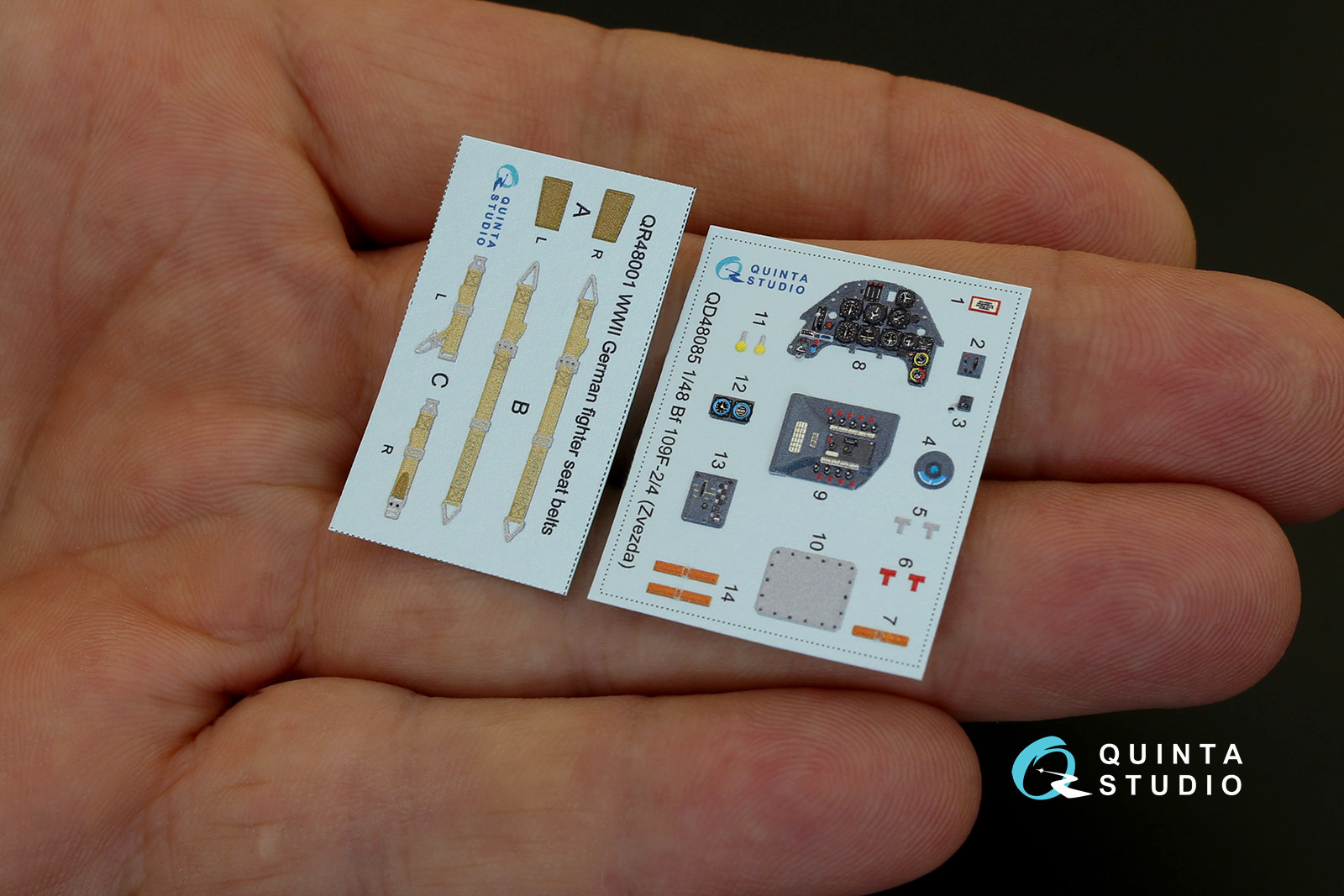 QD48085 1/48 3D Декаль интерьера кабины Bf 109F-2/F-4 (для модели Звезда) Quinta Studio