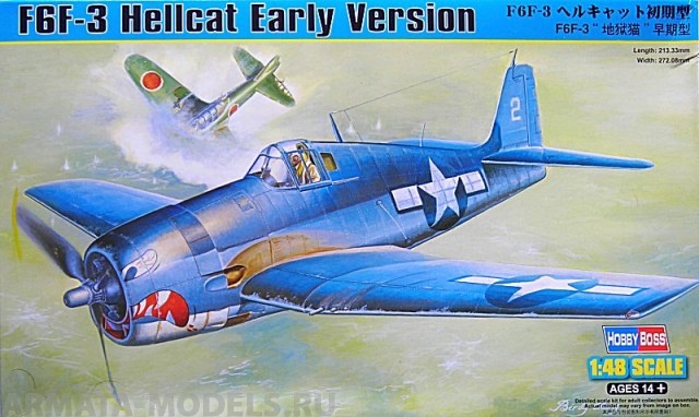 80338 Самолёт F6F-3 Hellcat Early Version Hobby Boss