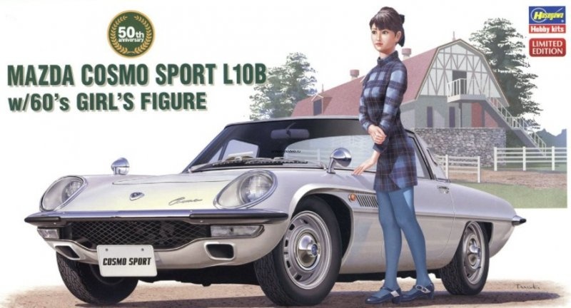 52168 Автомобиль MAZDA COSMO SPORT L10B w/GIRL'S FIGURE (HASEGAWA) 1/24