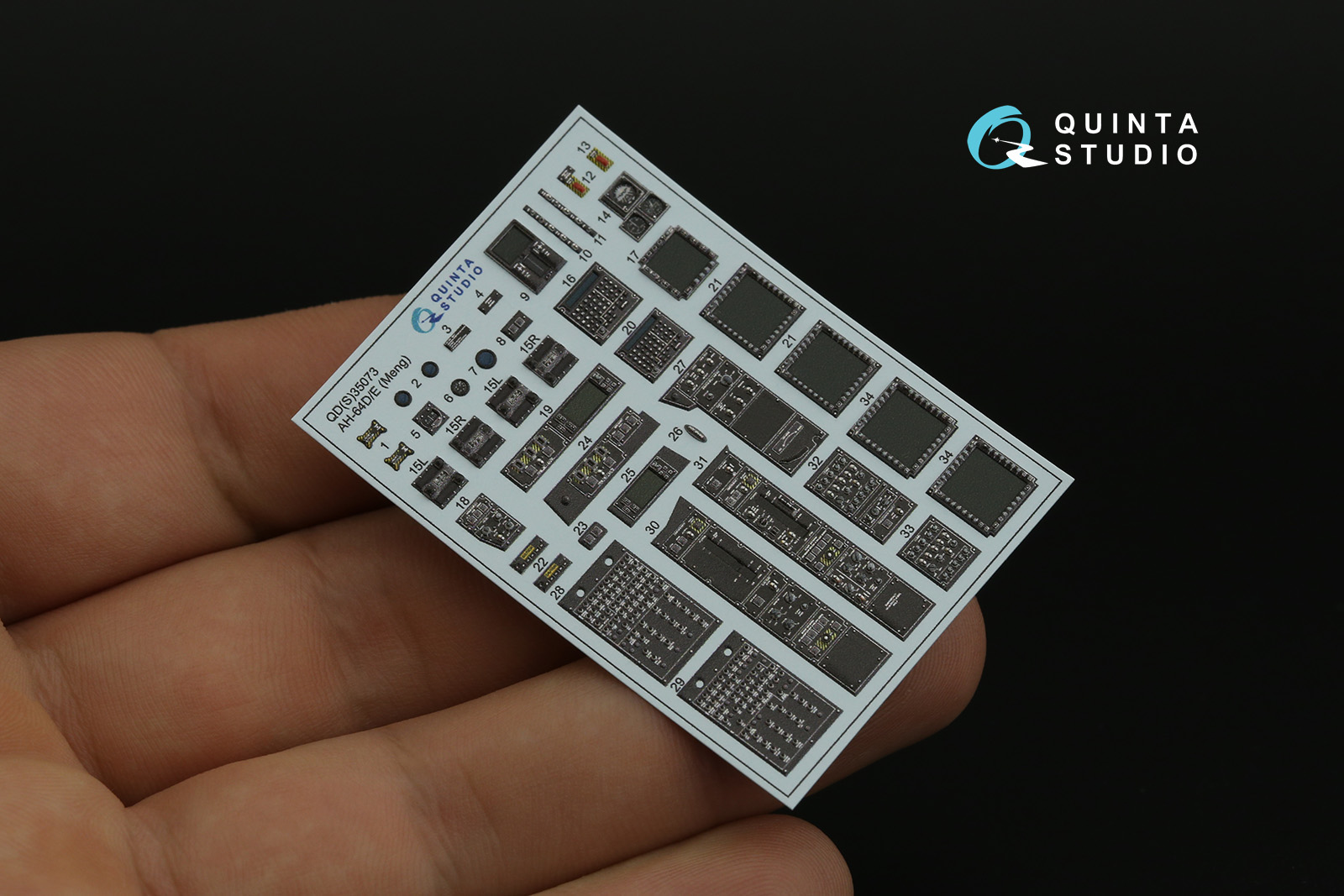 QDS-35073 3D Декаль интерьера кабины AH-64D/E (Meng) (Малая версия)