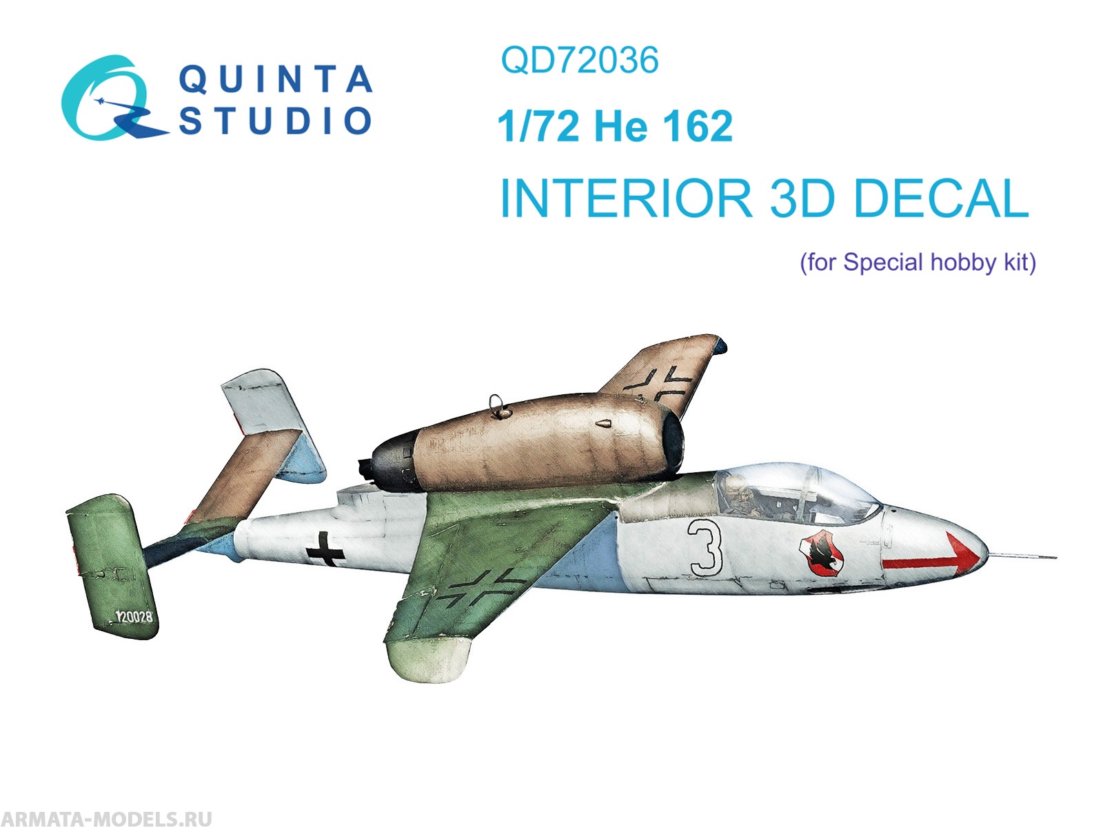 QD72036 3D Декаль интерьера кабины He 162 (Special Hobby)