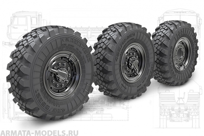 35202MIN Набор колес с просадкой Кама-1260 для автомобиля Камаз-5350 (Мустанг)  (6шт + запаска)