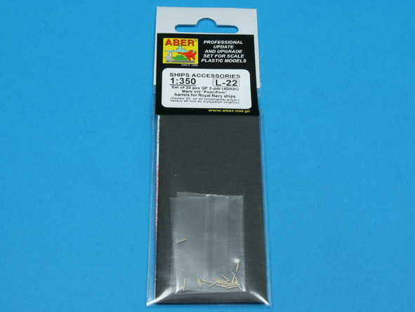 ABR-1:350-L-22  Дополнения для  Set of 20 pcs QF 2-pdr 40 mm Mk.VIII “Pom Pom” barrels for Royal Navy ships для  1/350