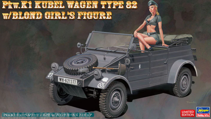52253 Автомобиль с фигурой Pkw.K1 Kubelwagen Type 82 w/Blond Girls Figure (HASEGAWA) 1/24 Hasegawa