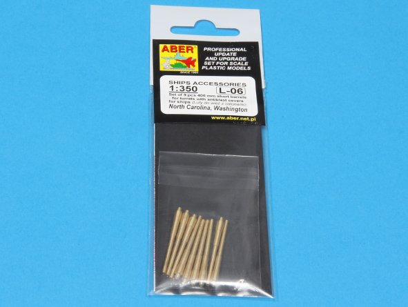 ABR-1:350-L-06  Дополнения для  Set of 9pcs 406 mm short barrels for US ships : North Carolina, Washington для  1/350