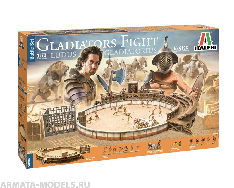 6196ИТ Набор GLADIATORS FIGHT - BATTLE SET 1/72 (10013160/241120/0671781, ИТАЛИЯ ) Italeri