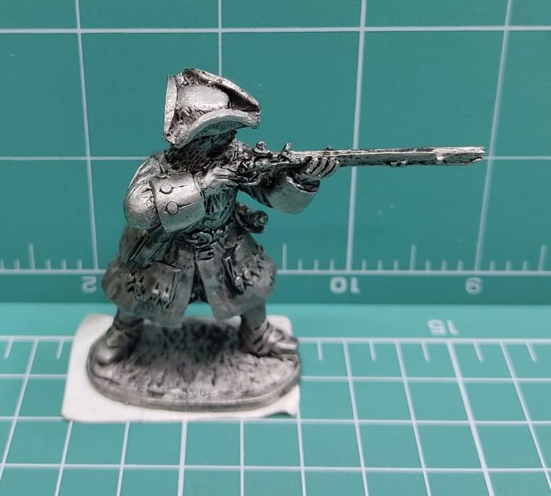 4205ТБ ВИМ, пехота русской армии Петра 1, пеший мушкетер стреляющий стоя, 54 мм Три Богатыря