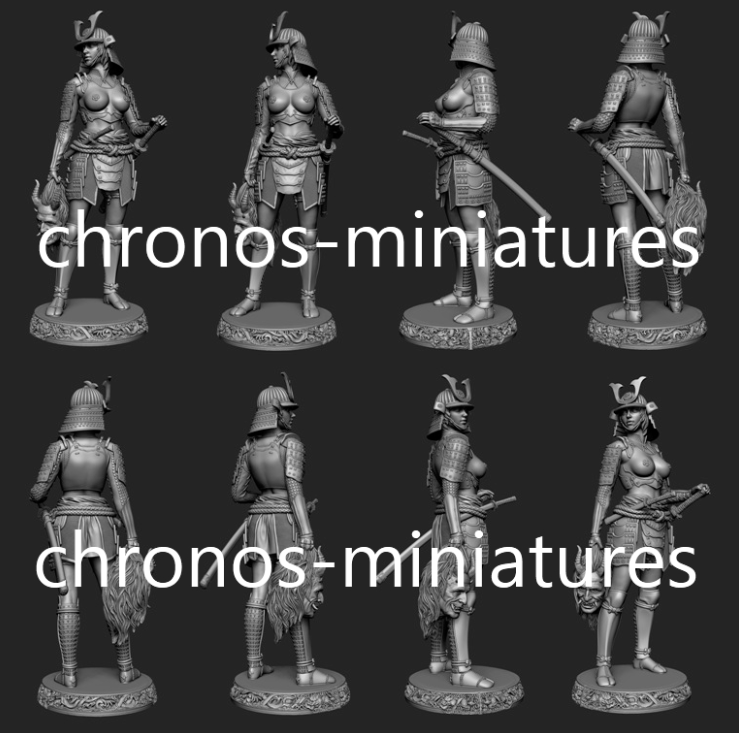 CHM-54282(M). Миры Фэнтези: Японская женщина-самурай. 54 мм. Материал - белый металл. Chronos Miniatures