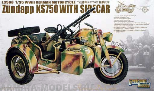 L3508 WWII German Zundapp KS 750 with Sidecar/w trailers Great Wall