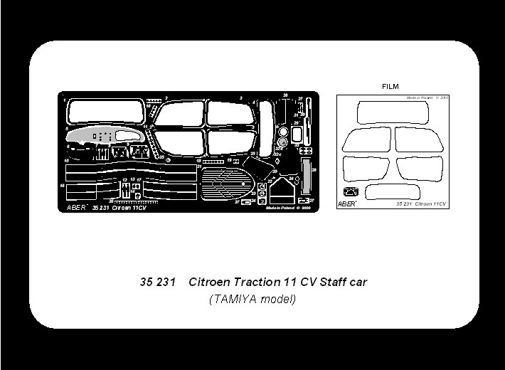 ABR-35-231  Дополнения для  Citroen Traction 11CV Staff Car для Tamiya 1/35