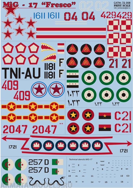 PS72-008 Декаль МиГ-17 Fresco