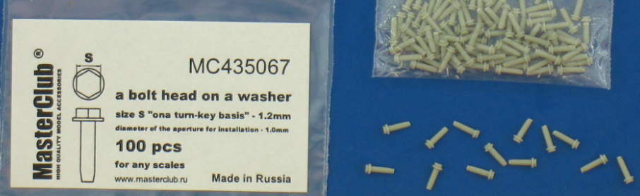 MC435067  головка болта с шайбой, размер под ключ - 1.2mm;  диаметр отверстия для монтажа-1.0mm;   100 шт.