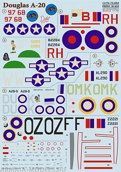 PS72-084 Декаль Douglas A-20 Havok