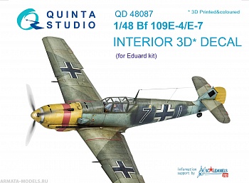 QD48087 1/48 3D Декаль интерьера кабины  Bf 109E-4/E-7 (для модели Eduard)