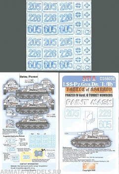 D356036EFD Декаль LSSAH PzIV Ausf.G Kharkov Numbers (Set A Paint Mask)
